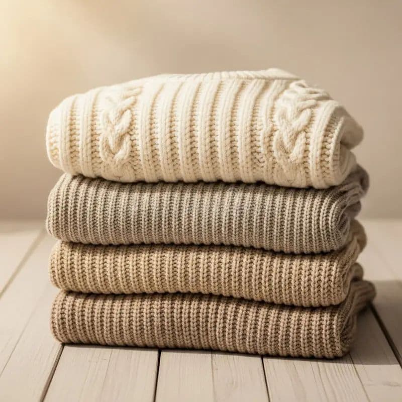 Stack of Folded Knitted Sweaters Stock